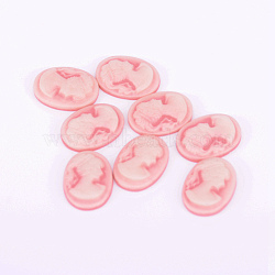 Resin Cameo Lady Head Cabochons, Oval, Pale Violet Red, 17x12.5x3.5mm(CRES-WH0002-01E)