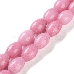 Natural White Jade Beads Strands, Dyed, Rice, Hot Pink, 9x6mm, Hole: 1mm, about 44pcs/strand, 15.94 inch(40.5cm)(G-I369-B18-01B)