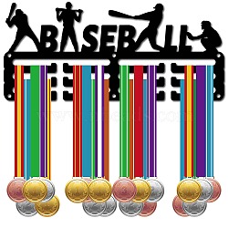 Sports Theme Iron Medal Hanger Holder Display Wall Rack, 3-Line, with Screws, Baseball, 130x290mm, Hole: 5mm(ODIS-WH0055-024)