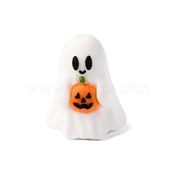Hallowmas Silicone Beads, Ghost, Orange, Pumpkin, 27x22x19mm, Hole: 2mm(X1-SIL-K006-01A)