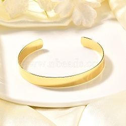 Brass Cuff Bangle, Real 18K Gold Plated, 1-3/4 inchx2-3/8 inch(48x59mm)(BJEW-P168-E03)