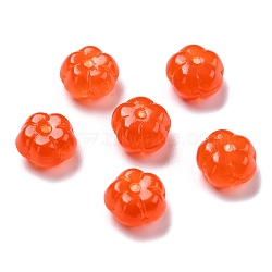 Autumn Theme Transparent Glass Beads,  Pumpkin, Orange Red, 9.5~10x6mm, Hole: 1.2mm(GLAA-P049-A06)