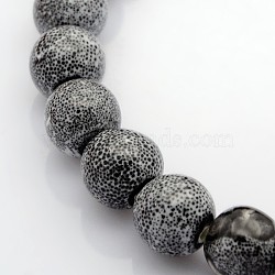 Handmade Fancy Antique Glazed Porcelain Ceramic Round Beads Strands, Gray, 8mm, Hole: 2mm, about 40~42pcs/strand, 12 inch(PORC-L019-8mm-04)