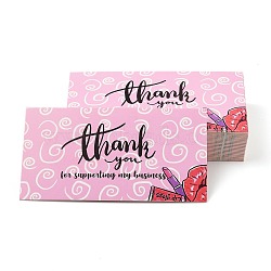 Thank You Theme Card, Lip and Lipstick Pattern, for Decorations, Rectangle with Word Thank You for Supporting My Business, Pink, 90x50x0.4mm, 50pcs/bag(DIY-L035-019A)