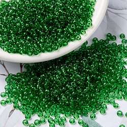 MIYUKI Round Rocailles Beads, Japanese Seed Beads, 8/0, (RR145) Transparent Light Green, 8/0, 3mm, Hole: 1mm, about 19000~20500pcs/pound(SEED-G008-RR0145)