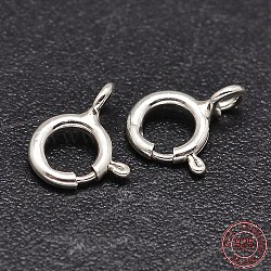 925 Sterling Silver Spring Ring Clasps, Silver, 9x6x1.37mm, Hole: 1.7mm, about 116pcs/20g(STER-F014-06F)
