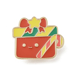 Christmas Theme Cartoon Alloy Brooches, Enamel Pins, Box, 27.5x32.5mm(JEWB-A025-01A)