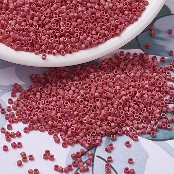 MIYUKI Delica Beads, Cylinder, Japanese Seed Beads, 11/0, (DB0874) Matte Opaque Red AB, 1.3x1.6mm, Hole: 0.8mm, about 10000pcs/bag, 50g/bag