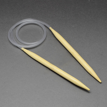 Rubber Wire Bamboo Circular Knitting Needles, More Size Available, Light Yellow, 780~800x2.5mm