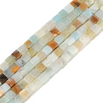 Natural Flower Amazonite Beads Strands, Cube, 3.5x3.5x3.5mm, Hole: 0.7mm, about 110pcs/strand, 15.16''(38.5cm)