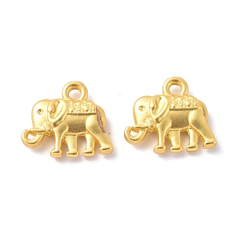 Rack Plating Alloy Charms, Cadmium Free & Lead Free & Nickle Free, Elephant Charm, Matte Gold Color, 12x14x3mm, Hole: 1.6mm