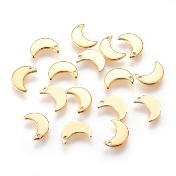 304 Stainless Steel Charms, for DIY Jewelry Making, Moon, Golden, 10x7x1mm, Hole: 1mm
