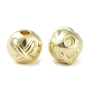 Rack Plating Alloy Beads, Round with Cross, Golden, 9x8x7.5mm, Hole: 1.8mm