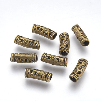 Tibetan Style Alloy Tube Beads, Antique Bronze, 19x6mm, Hole: 4mm