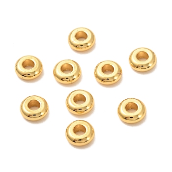 Brass Spacer Beads, Long-Lasting Plated, Flat Round/Disc, Heishi Beads, Real 18K Gold Plated, 6.5x2.5mm, Hole: 2.5mm