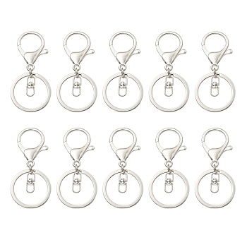 10Pcs Alloy Split Key Rings, Keychain Clasp Findings, Platinum, 66mm, about 10pcs/bag