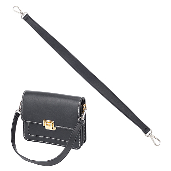PU Leather Bag Straps, with Alloy Swivel Clasps, for Bag Handle Replacement Accessories, Black, 50cm