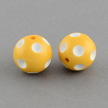 Bubblegum Opaque Acrylic Round Beads, Gold, 20mm, Hole: 2mm