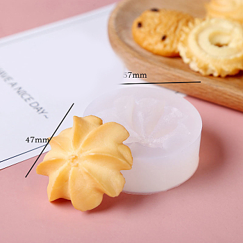 Flower Cookies DIY Food Grade Silicone Fondant Molds, for Chocolate Candy Making, White, 57x16mm