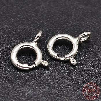 925 Sterling Silver Spring Ring Clasps, Silver, 9x6x1.37mm, Hole: 1.7mm, about 116pcs/20g