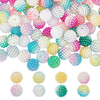 160Pcs 8 Colors Imitation Pearl Acrylic Beads, Berry Beads, Combined Beads, Round, Mixed Color, 12mm, Hole: 1mm, 20pcs/color