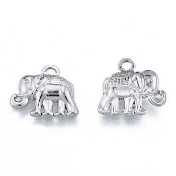 201 Stainless Steel Pendants, Elephant, Stainless Steel Color, 13.5x15.5x3mm, Hole: 1.6mm
