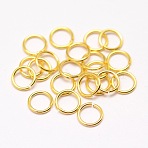 Brass Open Jump Rings, Round, Cadmium Free & Nickel Free & Lead Free, Real 18K Gold Plated, 20 Gauge, 7x0.8mm, Inner Diameter: 5.4mm, about 800pcs/100g(KK-G277-7mm-G-NR)