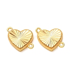 Brass Heart Links Connector Charms, Long-Lasting Plated, Rack Plating, Golden, 10.5x13x2mm, Hole: 1.2mm and 1mm(KK-H298-04G)