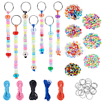 DIY Acrylic Beads & Iron Split Key Rings Keychain Making Kits, Mixed Color, 3~25x1~10.5x1~10mm(DIY-AR0004-24)