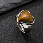 304 Stainless Steel with Natural Tiger Eye Finger Rings for Men, Stainless Steel Color, Heart, US Size 8(18.1mm)(FS-WG9BB25-07)