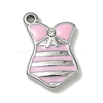 304 Stainless Steel Enamel Pendants, Cloth Charms, with Rhinestone, Stainless Steel Color, 15x9x2mm, Hole: 1.2mm(SA-CBACF51-01P)