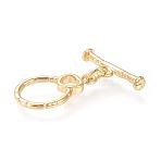 Brass Toggle Clasps, Cadmium Free & Lead Free, with Jump Rings, Long-Lasting Plated, Ring, Real 18K Gold Plated, Ring: 18.4x11.7x1.9mm, Hole: 1.8mm, Bar: 6x17.8x3mm, Hole: 1.8mm(KK-M108-A01)