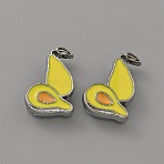 Alloy Slide Charms, with Enamel, Platinum, Pear, 12.5x9x4.5mm, Hole: 8x1.5mm(ENAM-WH0057-58B)
