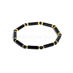 Natural Obsidian Bead Stretch Bracelets, with Alloy Beads, Column, Inner Diameter: 5cm(PW-WG50993-05)
