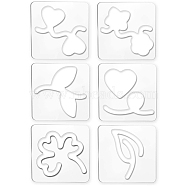 Acrylic Earring Handwork Template, Card Leather Cutting Stencils, Square, Clear, Mixed Patterns, 152x152x4mm, 6 styles, 1pc/style, 6pcs/set(TOOL-WH0153-008)