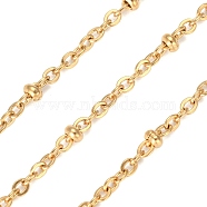 304 Stainless Steel Cable Chains, Decorative Chains, with Rondelle Beads, Soldered, Real 18K Gold Plated, 2.3x1.5mm, Beads: 2mm wide(CHS-K002-88G)
