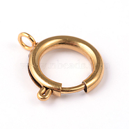 Ion Plating(IP) 304 Stainless Steel Spring Ring Clasps, Golden, 19x14x2.5mm, Hole: 3mm(STAS-E104-09A)