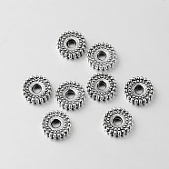 Tibetan Style Alloy Spacer Beads, Flat Round, Antique Silver, 6x1.5mm, Hole: 1.5mm(X-TIBEB-O004-17)
