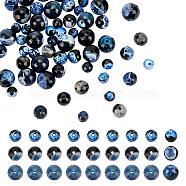 60Pcs 3 Styles Natural Dyed Fire Crackle Agate Beads Sets, Faceted, Round, Dodger Blue, 6~10mm, Hole: 1~1.2mm, 20pcs/style(G-AR0005-16A)