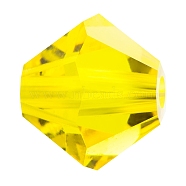 Preciosa&reg Crystal Beads, Czech Crystal, Bicone(451 69 302 Rondelle), 80310 Citrine, 3mm, Hole: 0.8mm(X-PRC-BA3-80310)