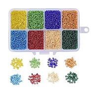 12/0 Grade A Transparent Glass Seed Beads, Silver Lined Round Hole, with Plastic Box, Round, Mixed Color, 2x1.5mm, Hole: 0.3mm, 176g/box(SEED-JP0008-12)