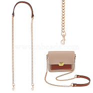 Zinc Alloy Curb Chain Crossbody Bag Straps, Leather Bag Chains, with Alloy Swivel Eye Bolt Snap Hooks, Saddle Brown, 1180mm(DIY-WH0430-124A)