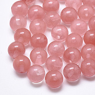 Cherry Quartz Glass Beads, Half Drilled, Round, 8mm, Half Hole: 1.2mm(G-T122-25A-01)