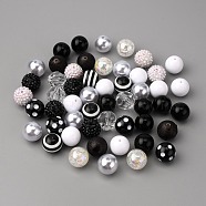 Opaque Acrylic Beads Set, Kid Chunky Beads, Round, Black, 20x19.5~20mm, Hole: 3mm, 50pcs/set(MACR-WH0007-68C)