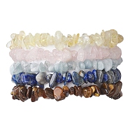 12 Constellation Natural Mixed Gemstone Chip Beaded Stretch Bracelets Sets for Women Men, Taurus, Inner Diameter: 2-1/8 inch(5.5cm), 4pcs/set(BJEW-JB10264-04)