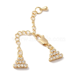 Brass Micro Pave Cubic Zirconia Chain Extender, Triangle, Real 18K Gold Plated, 25mm(KK-G503-02G)