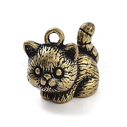 Brass Pendants, Cat, Antique Bronze, 17x12x20.5mm, Hole: 2mm(KK-A216-03C-AB)