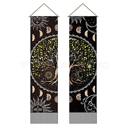 Polyester Wall Hanging Tapestry, for Bedroom Living Room Decoration, Rectangle, Tree of Life, 1160x330mm, 2pcs/set(AJEW-WH0399-056)