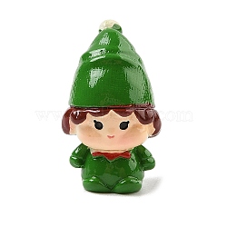 Christmas Elfin Resin Sculpture Display Decorations, for Home Office Desk, Green, 36.5x21x19.5mm(DJEW-K029-01A)