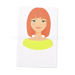 Paper Earring Display Cards, Earring Holder Cards, Rectangle with Girl Pattern, Coral, 9x6x0.03cm, Hole: 5mm and 1mm(DIY-B061-04B)